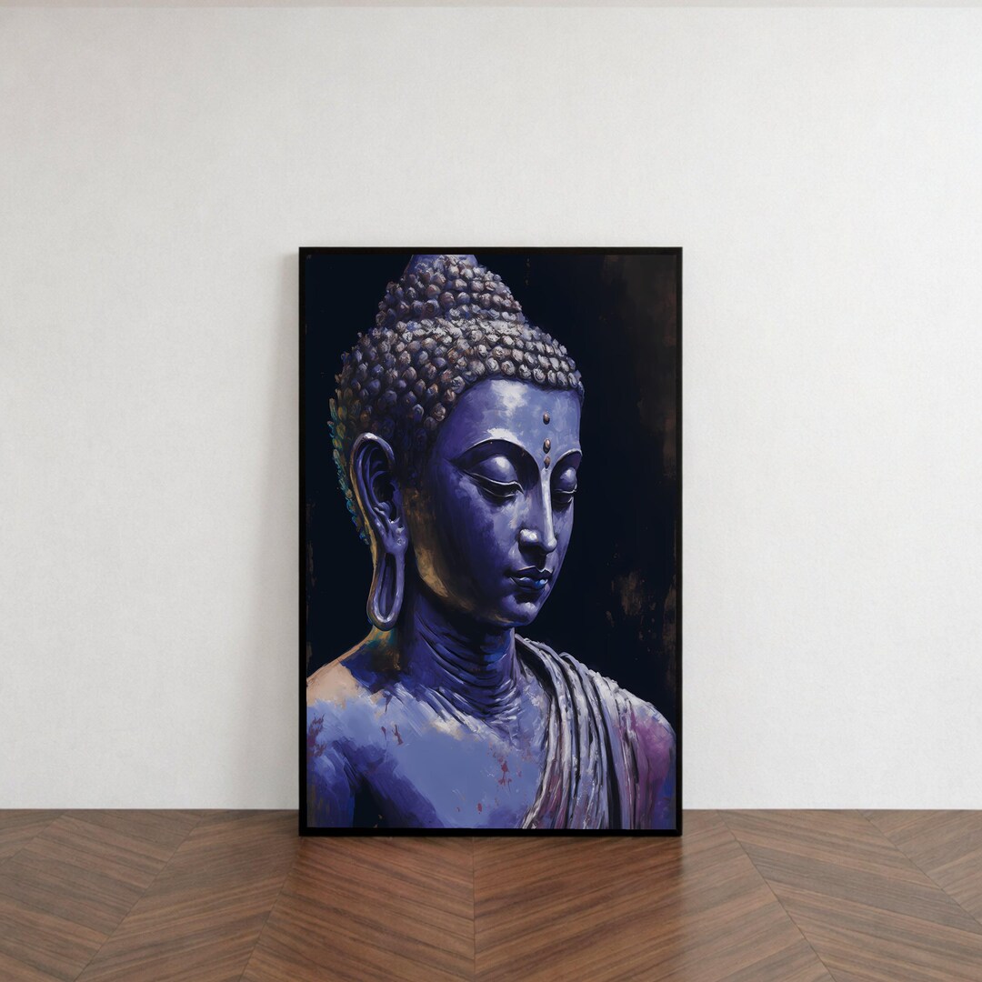 Tranquil Blue Buddha Canvas Wall Art, Spiritual Meditation Decor ...
