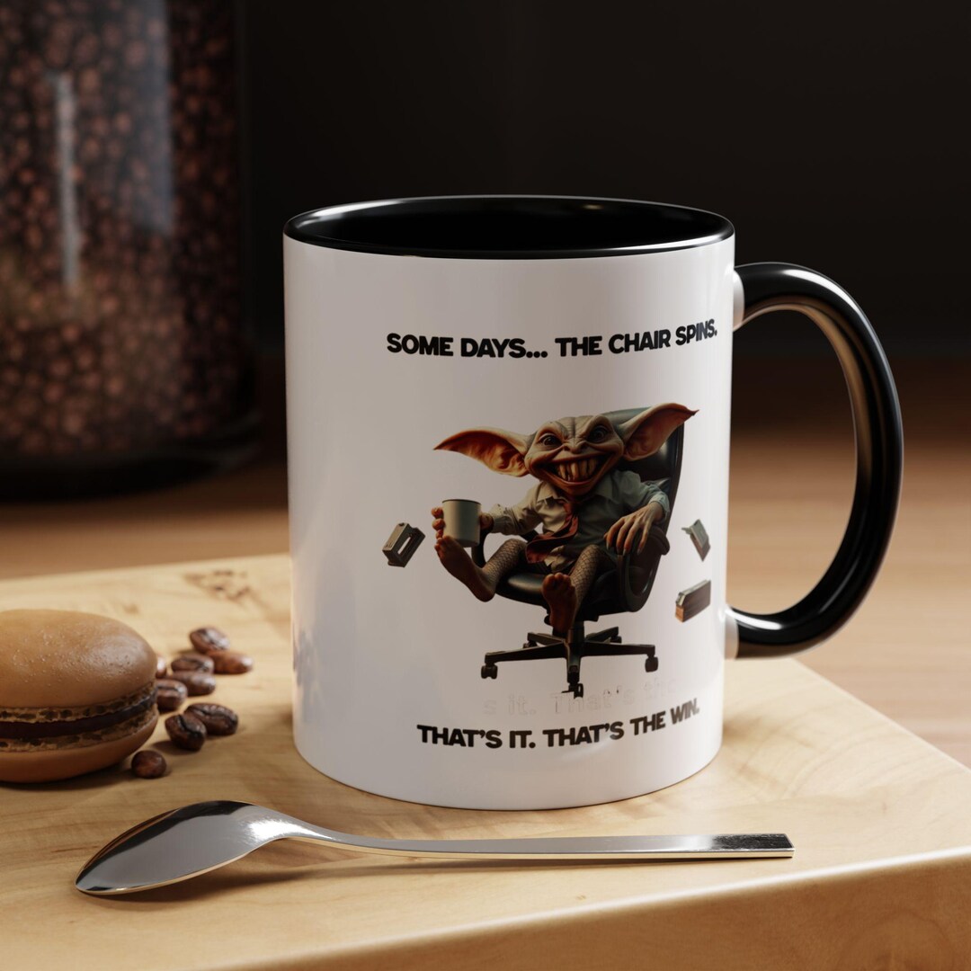 Gremlin Chair Gremlin Sitting in Office Chair Mug | Accent Coffee Mug 11oz/15oz - Etsy