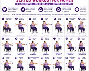 Tai Chi Challenge for Women | Seated Tai Chi Workout | Weight Loss Exercise Plan | Printable Fitness PDF