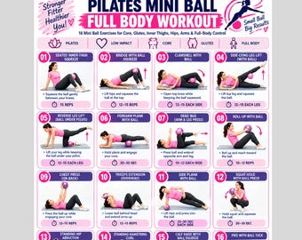 Pilates Ball Workout Printable | Stability Ball Exercises | Full Body Pilates Routine | Core Strength & Balance Workout Chart PDF