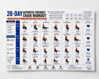 Arthritis-Friendly Chair Workout PDF | Seated Exercise Chart for Seniors | Gentle Chair Exercises Printable | Home Fitness Poster