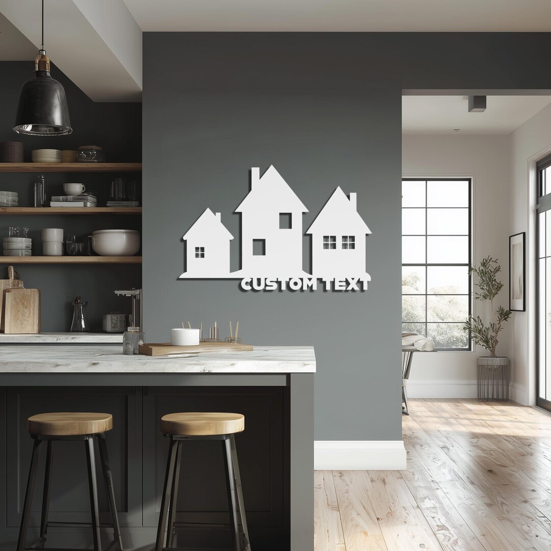 Personalized Townhouse Metal Wall Art, Custom Family Name Sign - Etsy