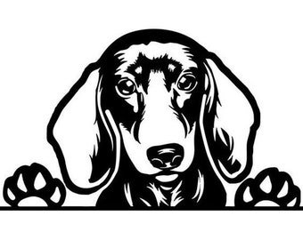 Dachshund Weiner Dog Peeking Decal Window Lap Dog Pet Love Cute
