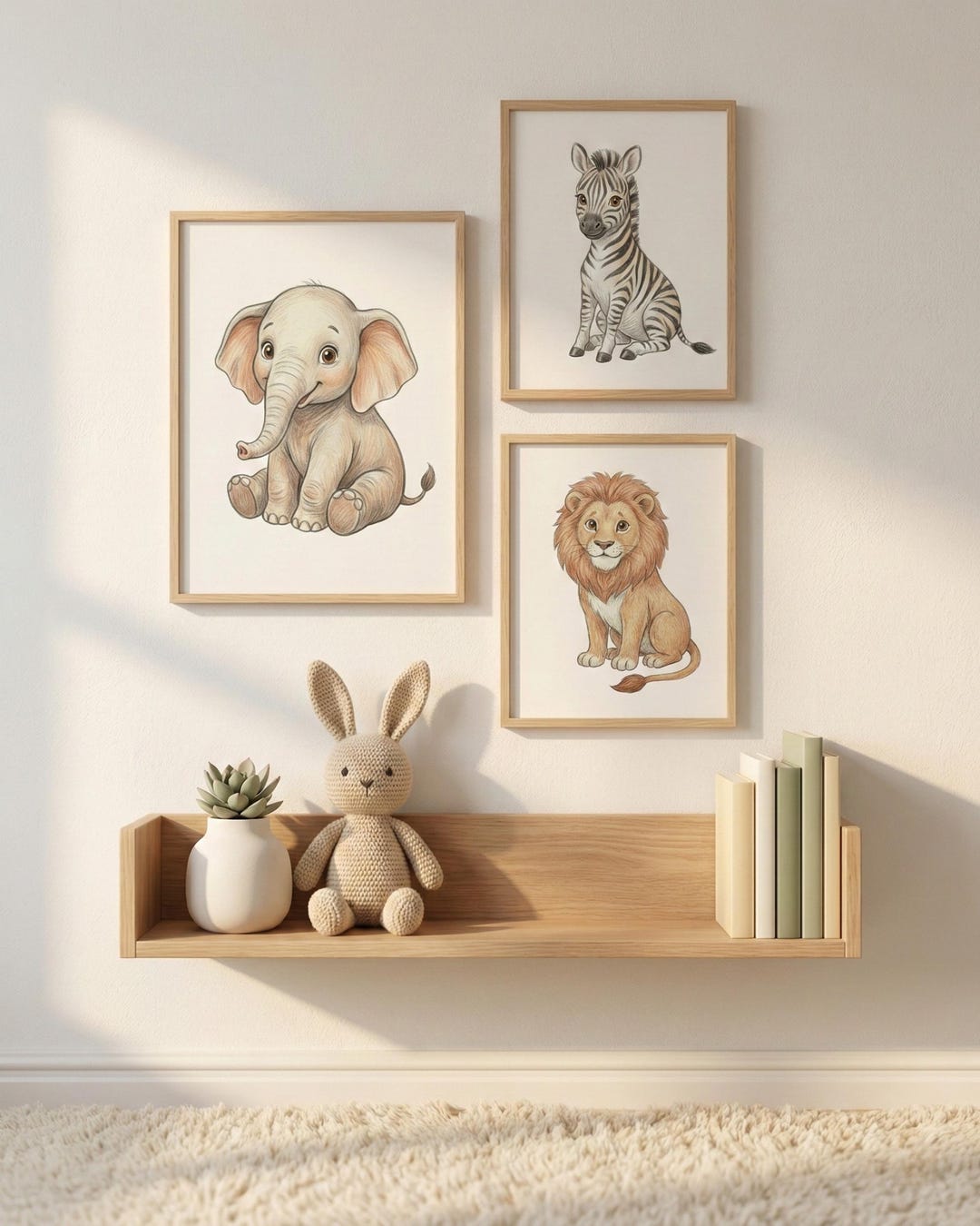 Safari Animal Nursery Prints – Scandinavian Baby Room Decor (set of 3 ...