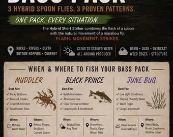 Bass Pack Hybrid Spoon-Fly Pattern Fishing Lures - Short Strikers - 3 Combo Pack
