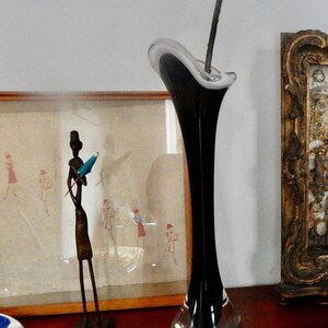 Murano Glass - Gray and white with clear glass bottom-  - Tulip Vase - Sommerso - Italien Art Glass