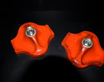 Sconces - 2 Scheurich ceramic wall lamps in bright red