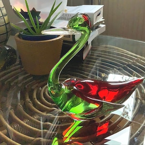 Murano Glass FIGURIN Bird - Green and Red