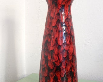 Scheurich Vase - Fat Lava - Black and Red - West Germany 520-32
