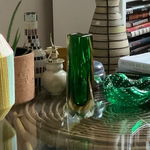 Emerald Green Murano Vase - Art Glass - Design by Flavio Poli for Sommerso