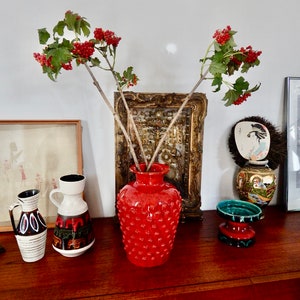Bright Red Studio Ceramic Vase  - &quot;Strawberry&quot; Keramik Weber Köln