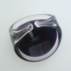 Murano Glass  Bowl - White and Purple - Mid Century