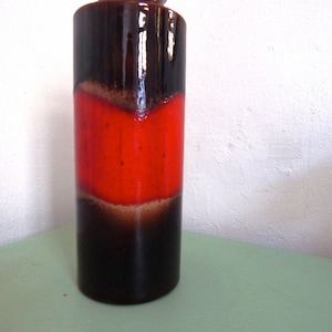 Vintage Scheurich Vase - Fat Lava i- bright orange, red and brown - Series 203-26