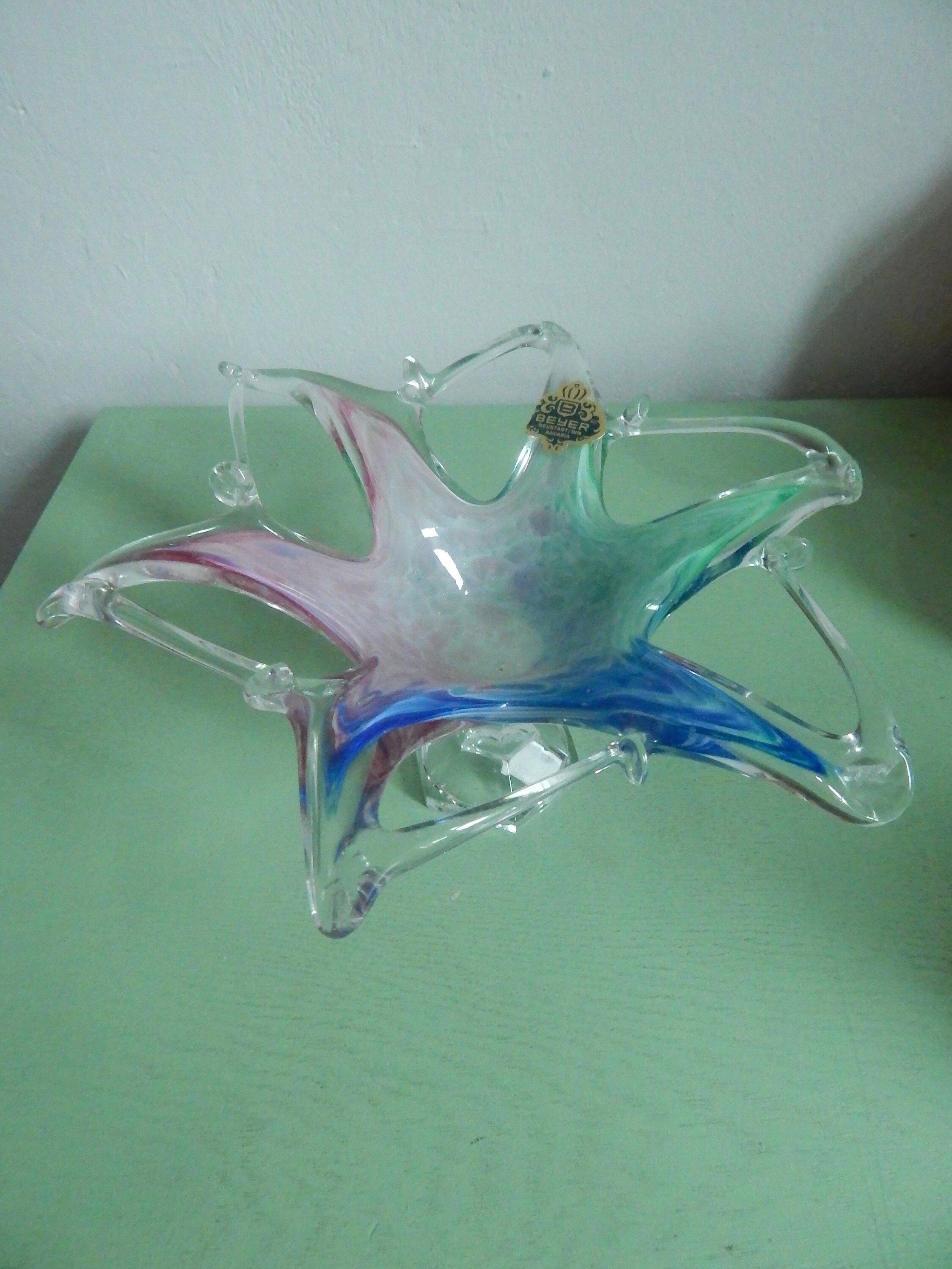 Murano Glass Starfish Bowl Vintage Pastell Colours Etsy Canada