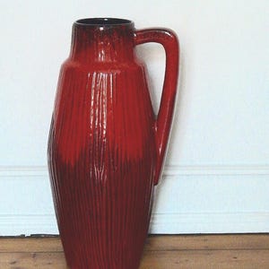 Red Floor Vase  from Scheurich Vase  270/53 -  Glazed -  Mid Century