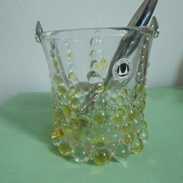 Ice Cube Bucket - Mid Century - Teak, Smoked Glass with Cupper and Brass