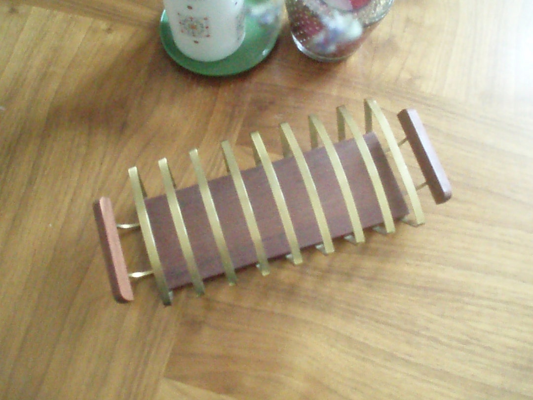Toast Rack - Teak-wood - Brass - Mid Century - 1950ies - Scandinavian ...