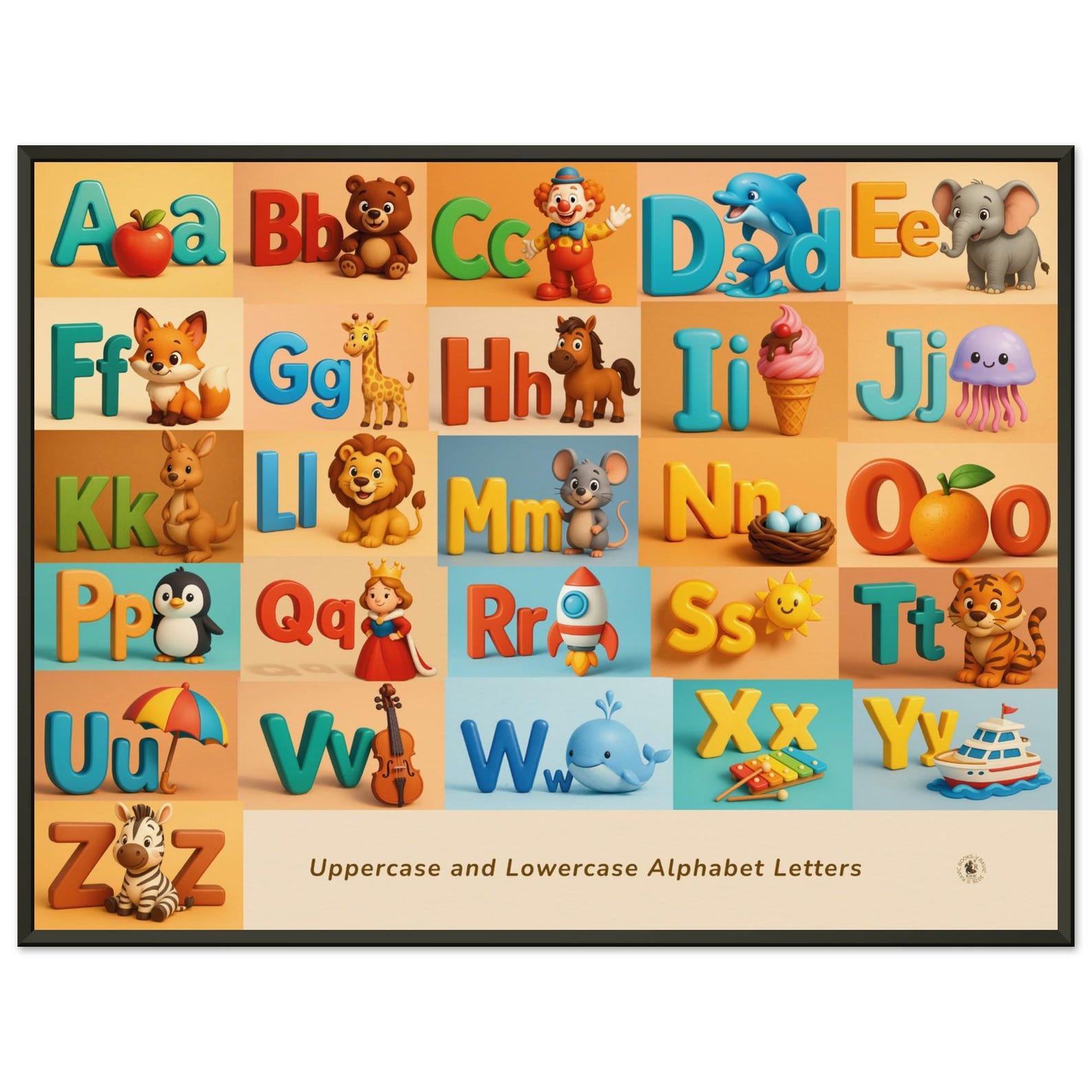 English Alphabet Poster for Kids – ABC Educational Wall Art, Modern 3D ...