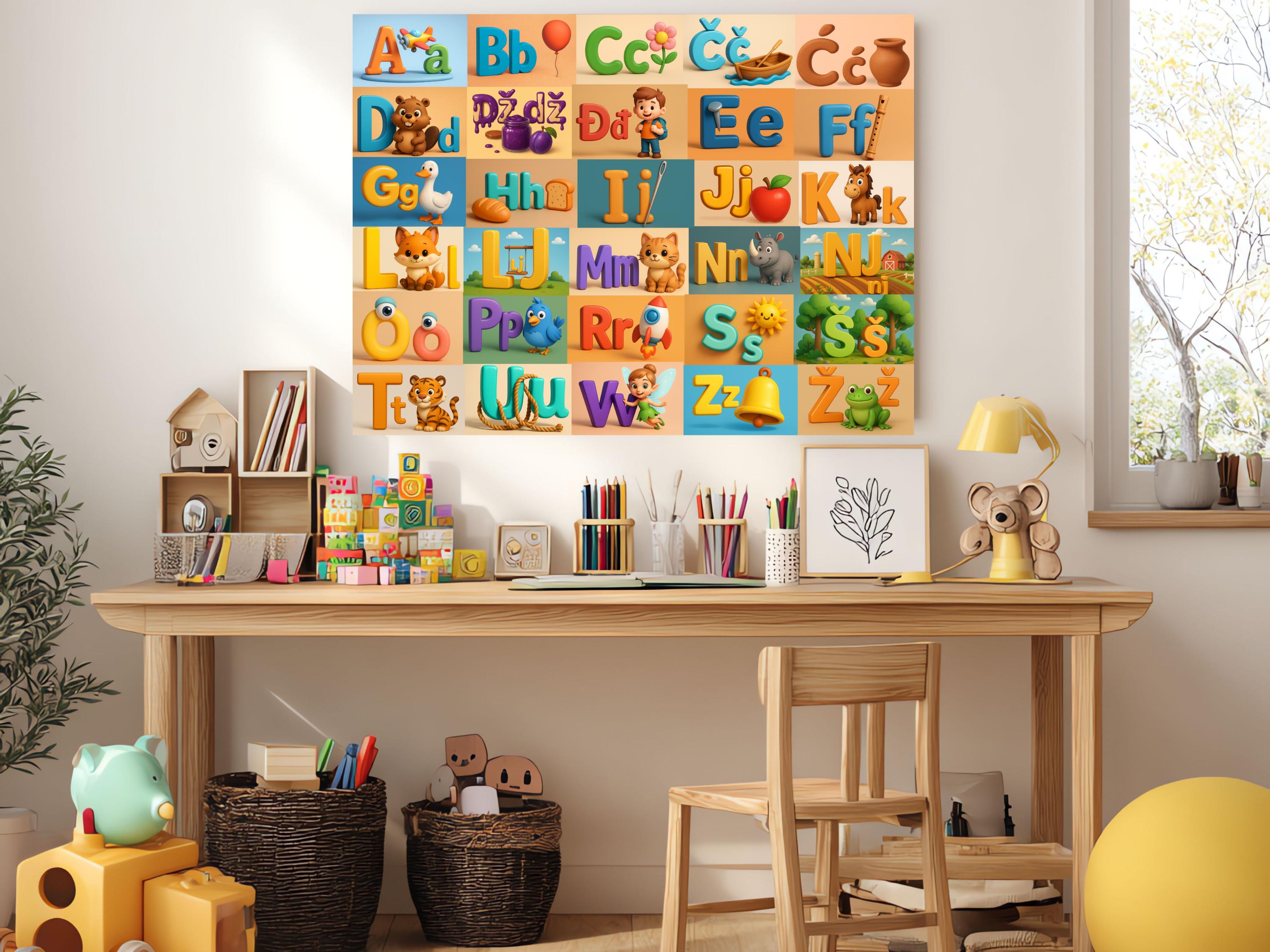 Latin Script Poster Serbian Latin Alphabet Poster for Kids β Educational Wall Art, 3D ...