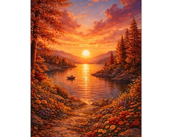 Goldenes Herbstlicht – Fine Art Giclée Druck | Herbst Landschaft Wand Kunst | Meterische Größen für IKEA & europäische Rahmen