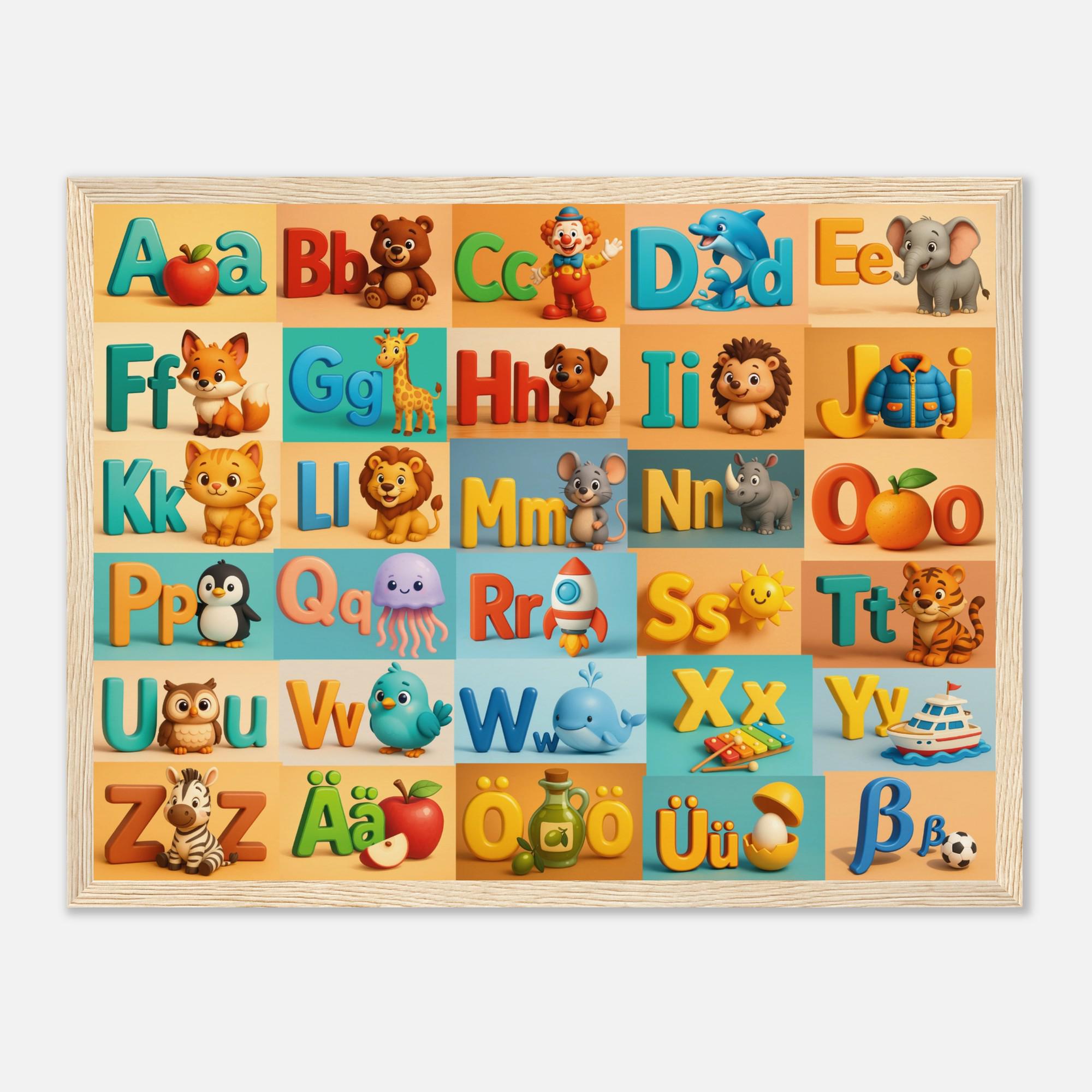 German Alphabet Poster for Kids – Deutsches Alphabet ABC, Modern 3D ...