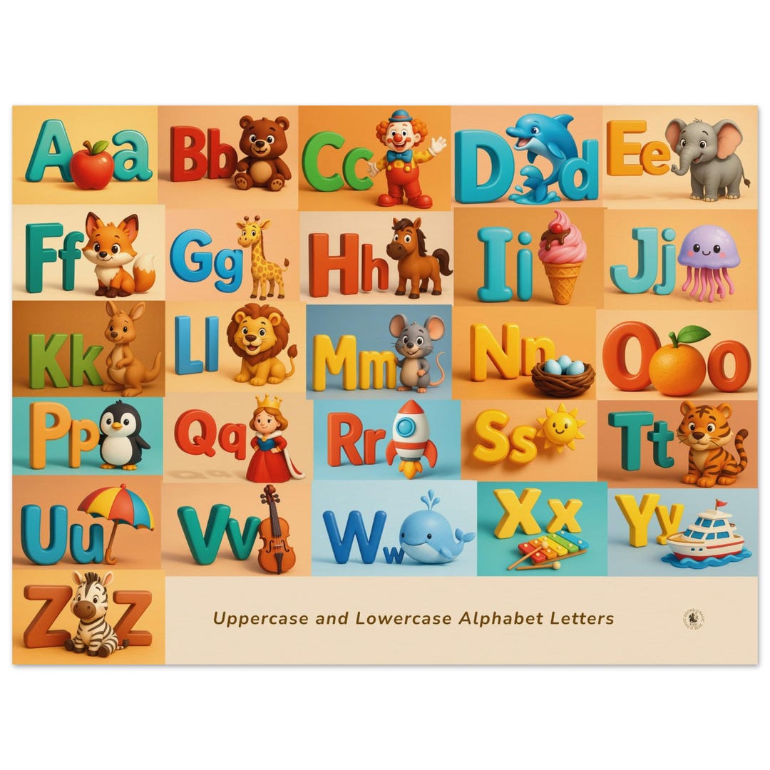 English Alphabet Poster for Kids – ABC Educational Wall Art, Modern 3D ...