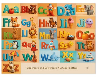 Englisches Alphabet Poster für Kinder - ABC Lernwandkunst, modernes optisches 3D-Design, Montessori Kinderzimmerdekor