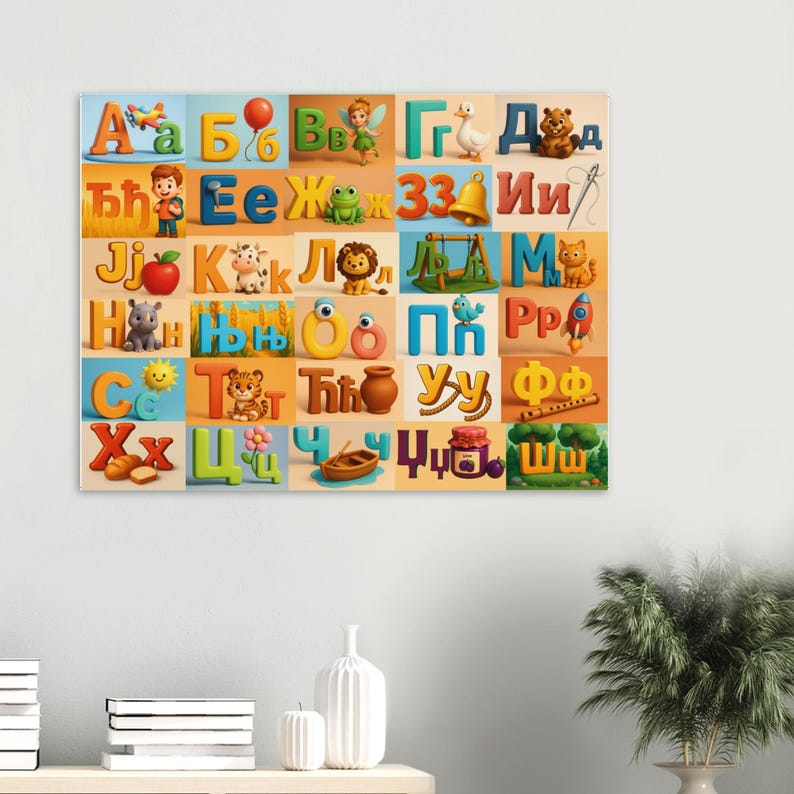 Serbian Cyrillic Alphabet Poster for Kids – Educational Wall Art, 3D ...