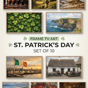St. Patrick’s Day Frame TV Art Bundle (Set of 10) | Irish Pub & Ireland Landscape 4K Digital Download | Party Decor for Samsung Frame TV