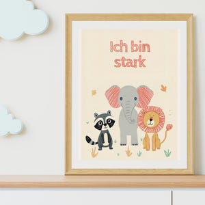 Poster Ich bin stark Affirmation Kinder Mutmacher Wandbild Kinderzimmer Geschenk Lehrer Erzieher Kinderposter Boho Klassenzimmer Digitaler