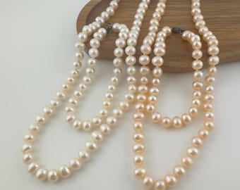 Vintage Freshwater Pearl Necklace Bracelet Set White Champagne Baroque Pearl Jewelry Elegant Gift