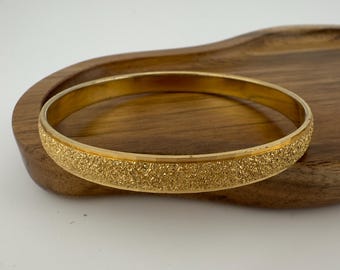 Vintage Monet Gold Tone Textured Bangle Bracelet Signed