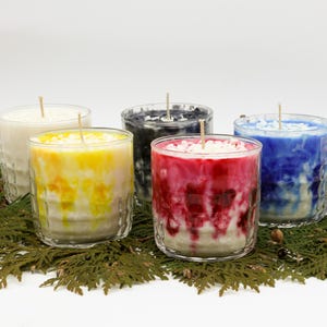 Natural Soy Wax Scented Candle 10oz - Glass Jar Container Candle with Marble Effect