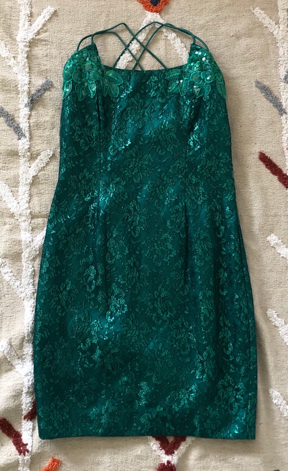 Emerald Lace Mini Dress