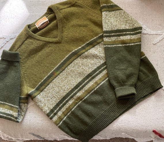 Vintage Green V-Neck Sweater/Green Dream Sweater/… - image 1