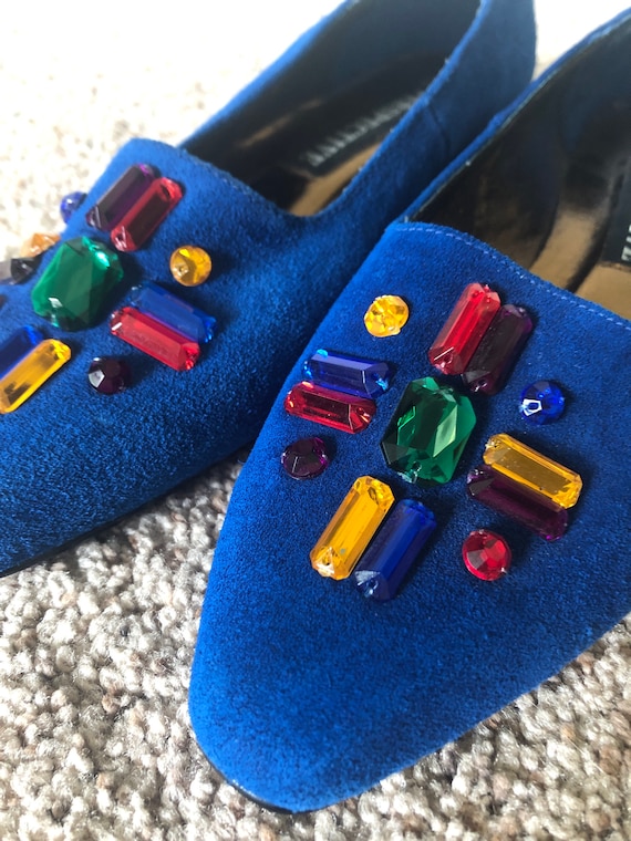 Bedazzled 1980s NWT Blue Suede Shoes