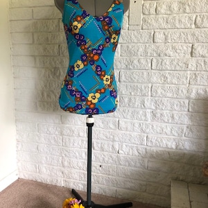 Bright Blue Vintage Low Back Italian Swimsuit