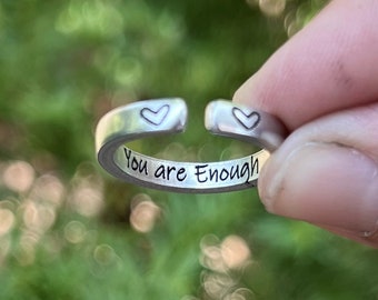 You are Enough Ring: Adjustable Aluminum Inspirational Jewelry