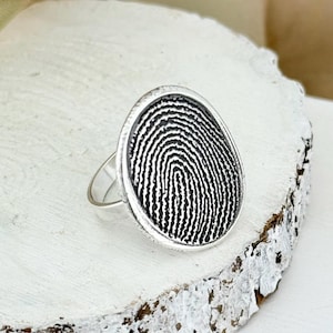 Sterling Silver Fingerprint Ring: Personalized Memorial Jewelry