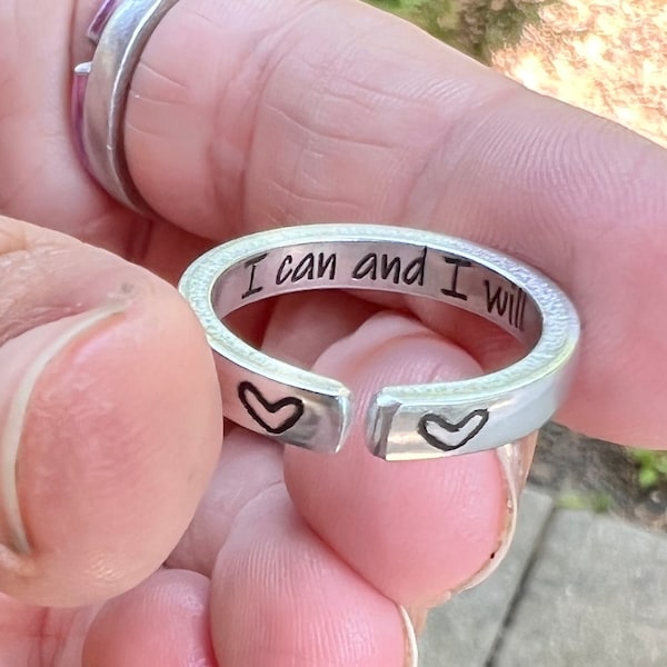 I can and I will Ring, I can and I will, Inspirational Ring, Gift for Strength, I can and I will Ring, Motivational Ring, Mantra Ring, I can