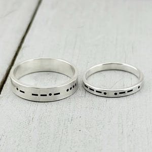 Couples Morse Code Rings, Couple&#39;s Rings, Initials Rings for Couples, Couples Rings Morse Code, Unisex Rings, Couple&#39;s Ring set Morse Code
