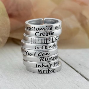 Customized Ring, Personalized Ring, Inspirational Ring, Custom Inspirational Ring, Customizable Ring, Message inside ring,