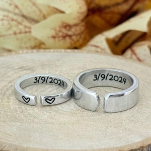 Couple Ring Set, Matching Ring Set, Ring for Boyfriend, Girlfriend Gift, Anniversary gift, Date Ring, Couple Jewelry, Valentine&#39;s Day Gift