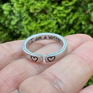 Writer Ring, I am a Writer Stackable adjustable ring, jewelry for writers, Gift for Writers, Writer Ring, Ring for Writers, I am a writer