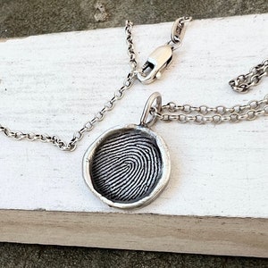 Handmade Rustic Fingerprint Jewelry, Thumbprint Charm, Memorial Fingerprint Gift, Organic Style Jewelry, Wax Seal Jewelry, Sympathy Gift