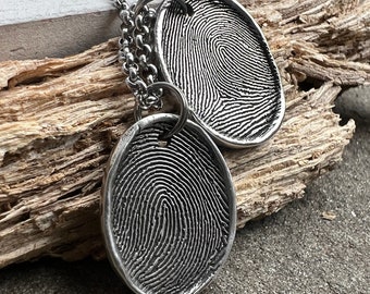 Thumbprint Memorial Jewelry – Personalized Fingerprint Necklace – Sympathy or Bereavement Gift – Custom Keepsake Heirloom Pendant