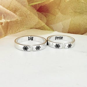 Big Little Sister 2 Ring Set, matching sister rings, Gift for Little, Gift for Big, Sisters Forever, adjustable Rings, Big Lil Sister Pair