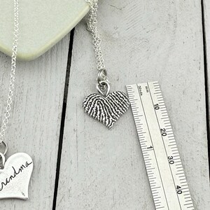 Fingerprint Heart Charm - Tangible Thumbprint Pendant - Pure Silver Memorial Sympathy Necklace | Woman Owned Small Business-Handmade in USA image 9