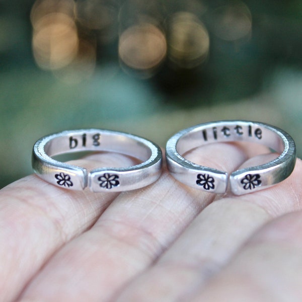 Big Little Sister Rings, Comes with 2 Rings, Made of Sturdy and Lightweight Aluminum, Rings for Sisters, Sister Rings, Big Little Sisters