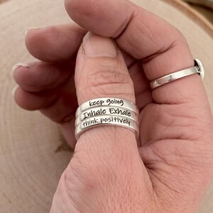 Inspirational Adjustable Silver Ring, Customizable Ring Inside and Out, 925 Sterling or Aluminum Ring, Personalized Adjustable Stacking Ring Bild 13